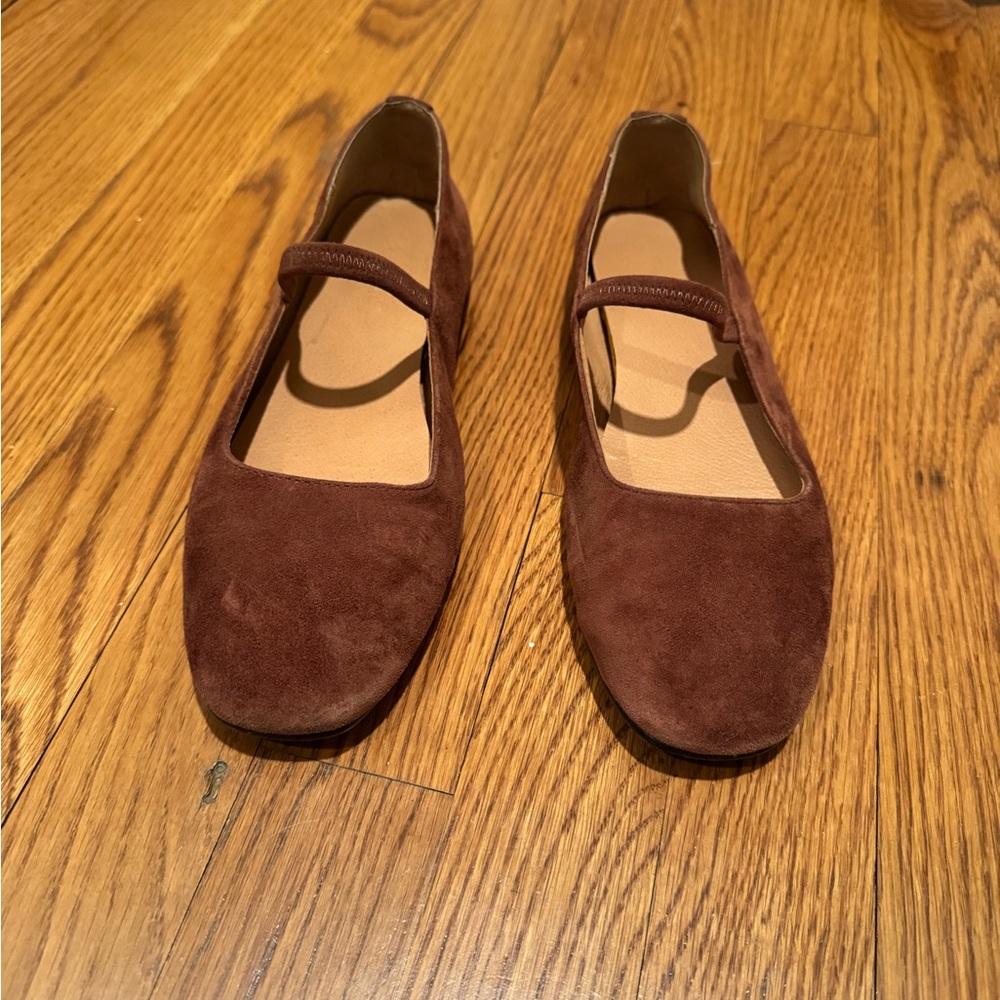 Madewell Greta ballet flats in brown suede